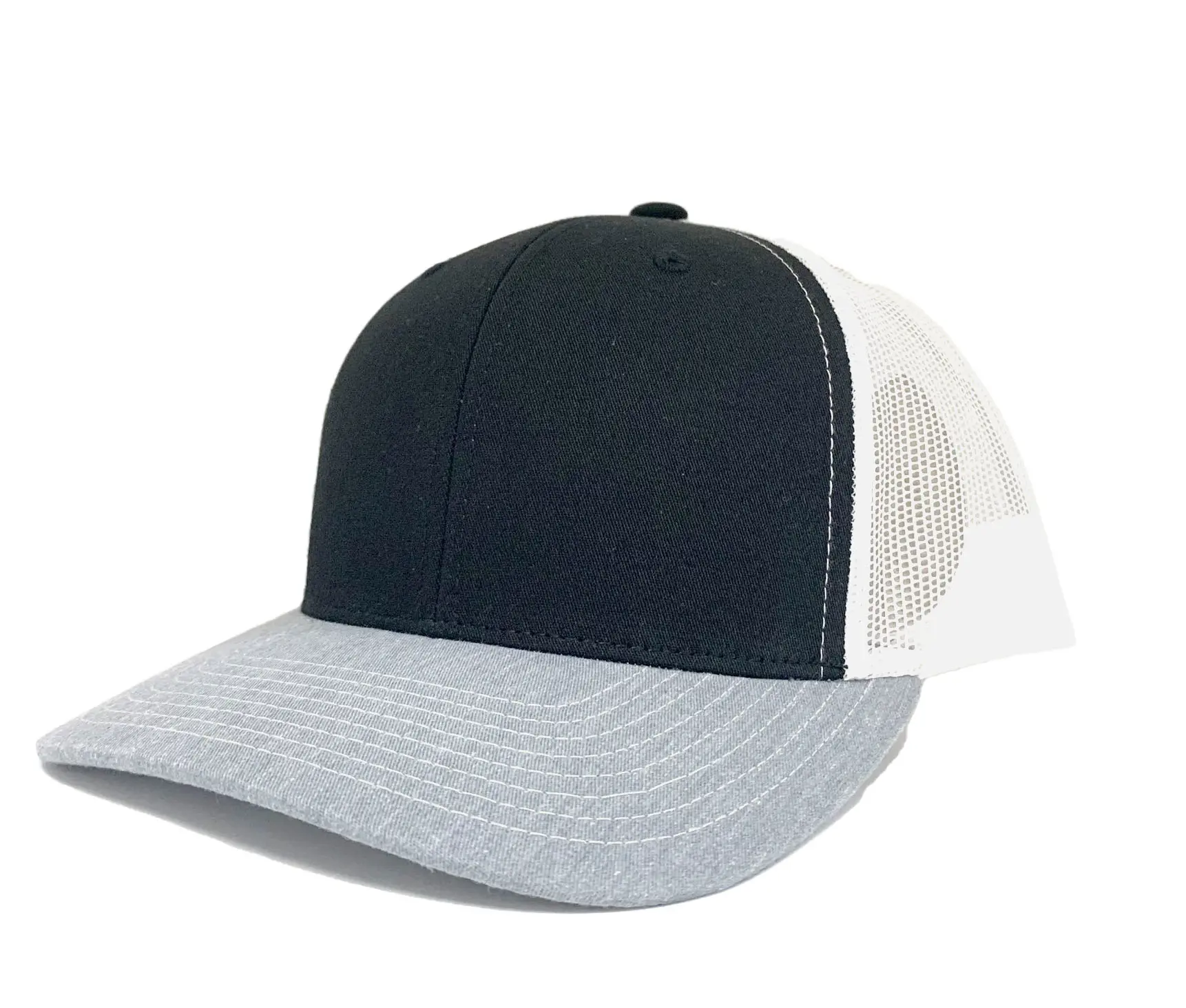 Wholesale Tri Color Custom Plain 6 Panels Trucker Hats Hot Selling Outdoor Caps Custom Color with Low MOQ in Vietnam Factory 4