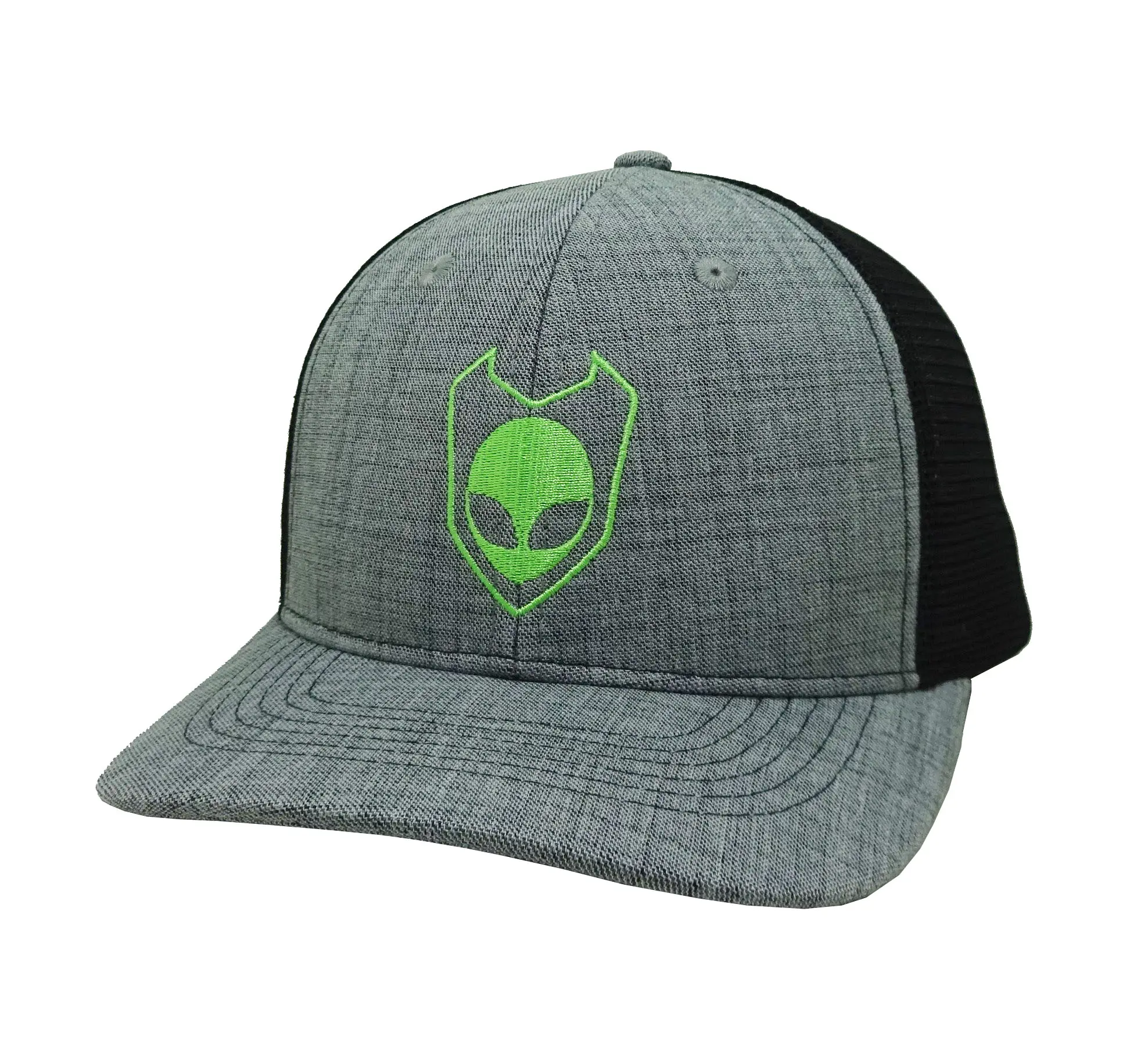 Wholesale Trucker Hats 2D Embroidery Custom Embroidery Logo Grey Color Curved Brim Medium Profile Sports Cap Trucker Cap 2