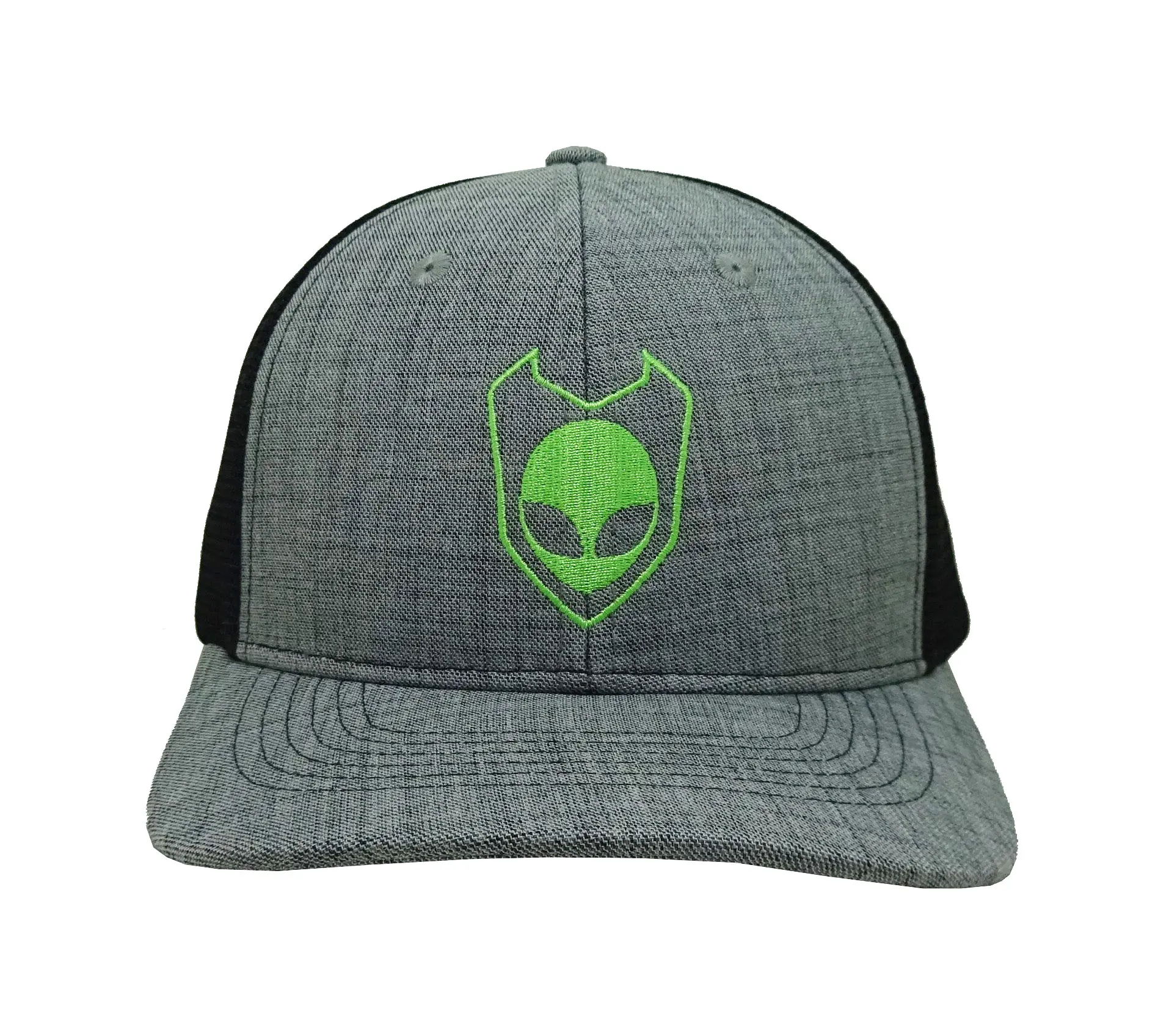 Wholesale Trucker Hats 2D Embroidery Custom Embroidery Logo Grey Color Curved Brim Medium Profile Sports Cap Trucker Cap 1