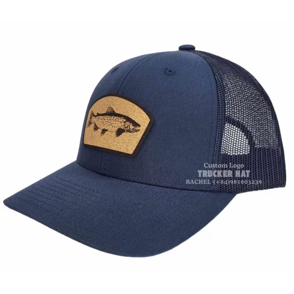 Wholesale Trucker Hats R 112/Y 6606 Leather Patch Logo Slightly Brim Structured For Fishing Hiking Shopping Vietnam Manufacturer 3