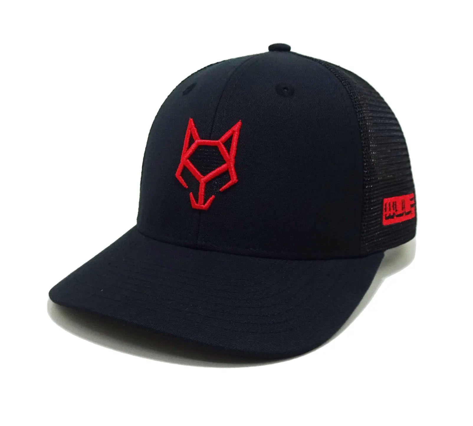 Wholesale Wulf Logo Black Trucker Hats Outdoor 6 Panels 3D Embroidery Logo Custom Makes Men and Women Sport Hats 4
