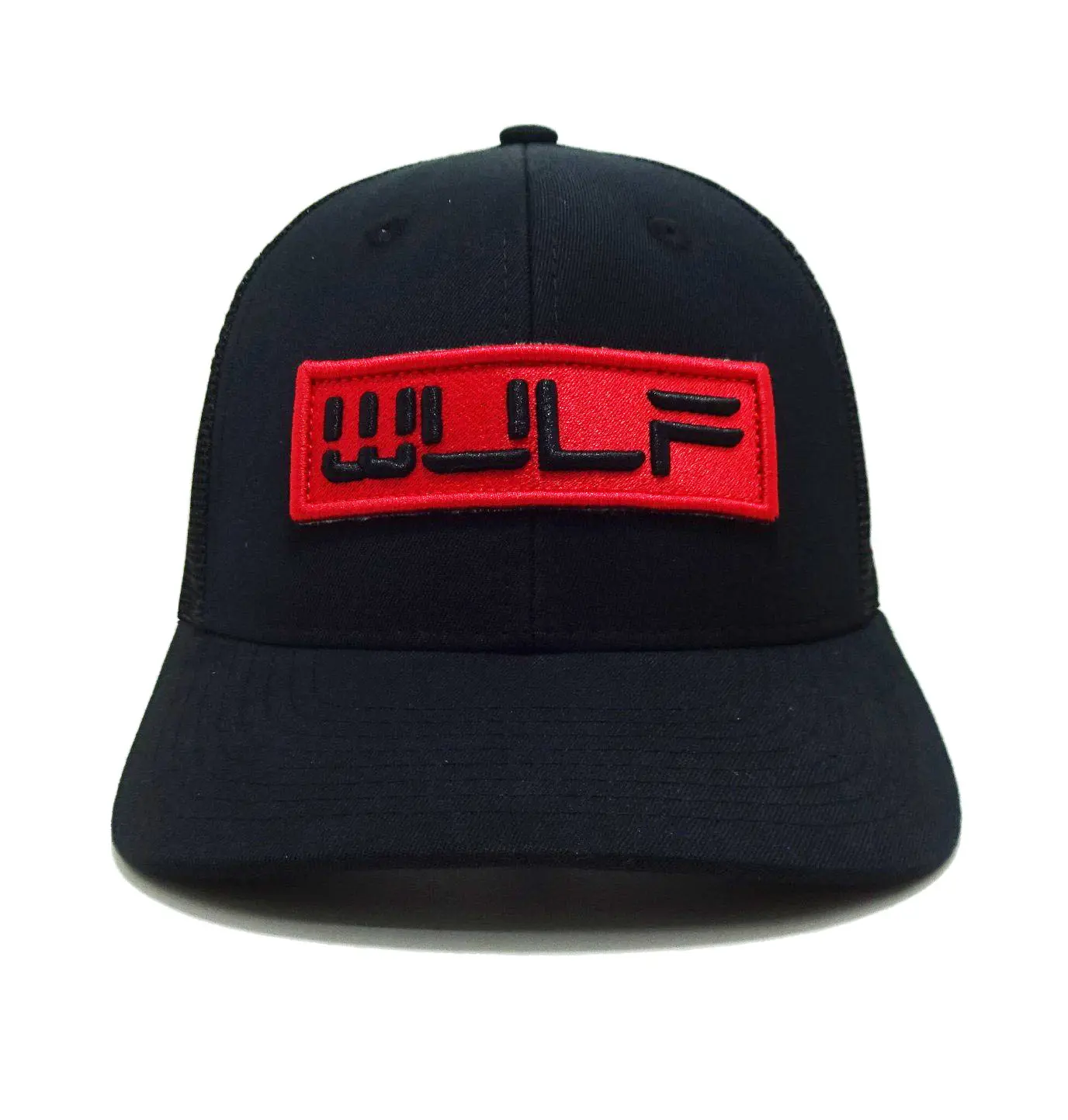 Wholesale Wulf Logo Black Trucker Hats Outdoor 6 Panels 3D Embroidery Logo Custom Makes Men and Women Sport Hats 5