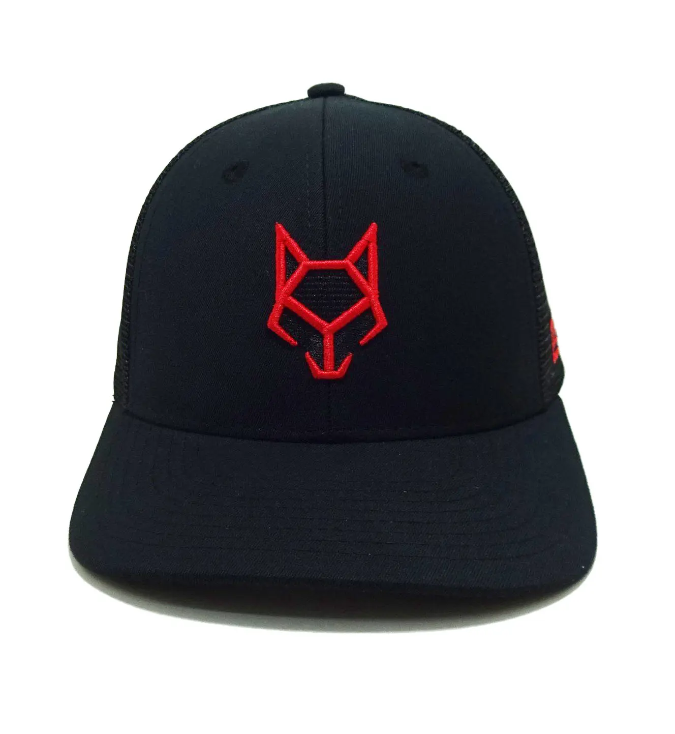 Wholesale Wulf Logo Black Trucker Hats Outdoor 6 Panels 3D Embroidery Logo Custom Makes Men and Women Sport Hats 1