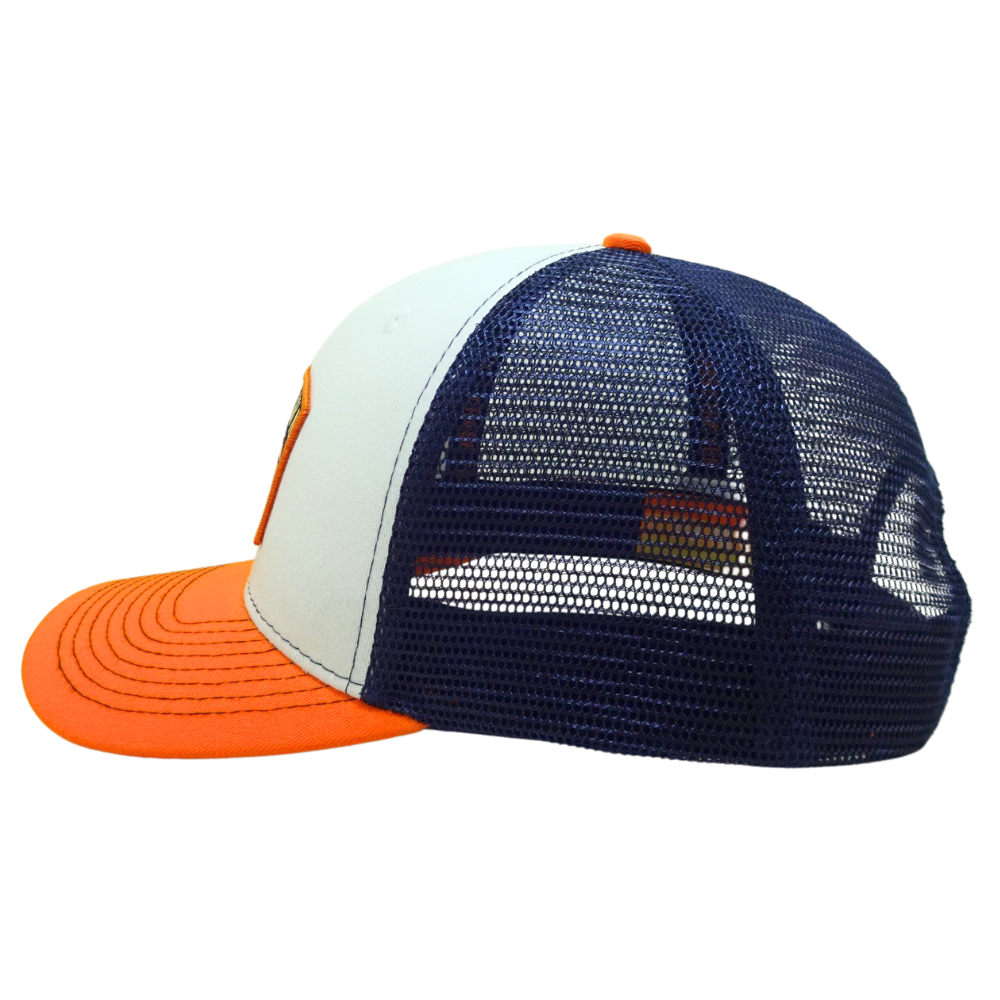 Wholesale XL Trucker Hat Embroidery Woven Patch 6 Panel Custom Button Eyelet Black Mesh Contrast Stitching Printed Seam Tapes 4
