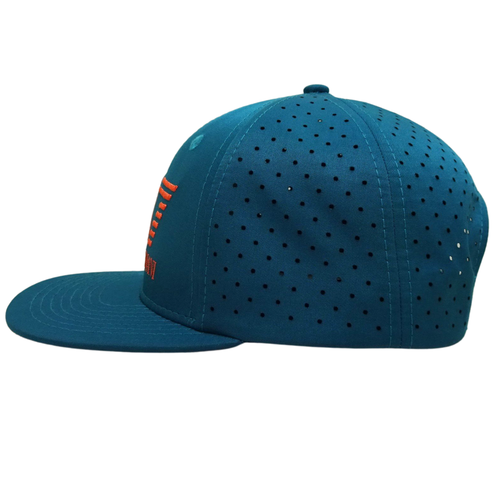 Wholesales OEM Custom Embroidery 6 Panel Waterproof Laser Cut Hole Perforated Structured Mixed Color Single Breasted Buckle 4