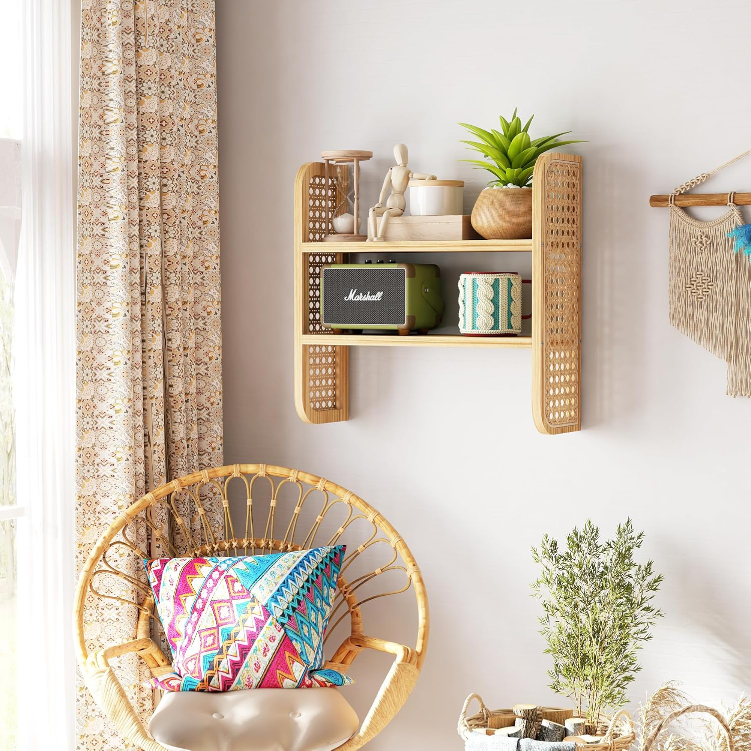 Wicker display shelf with bamboo laminate Made In Vietnam Eco-friendly material used for Home decoration Storage shelf Wholesale 5