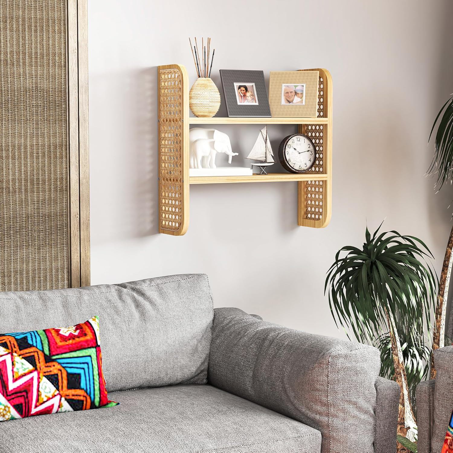 Wicker display shelf with bamboo laminate Made In Vietnam Eco-friendly material used for Home decoration Storage shelf Wholesale 3