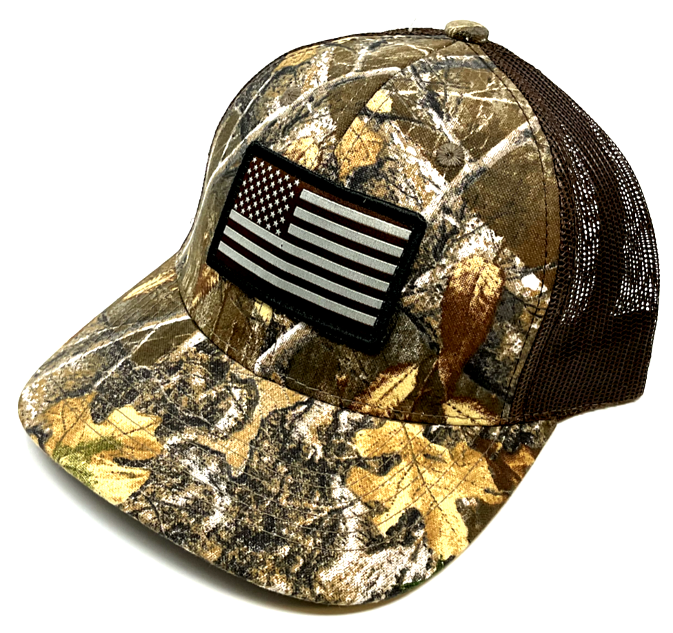 Woodland Camo Woven Patch Logo Wholesale Products Trucker Hat 6-Panel Pre-Curved Brim High Quality Gorras Sports Cap Trucker Hat 2