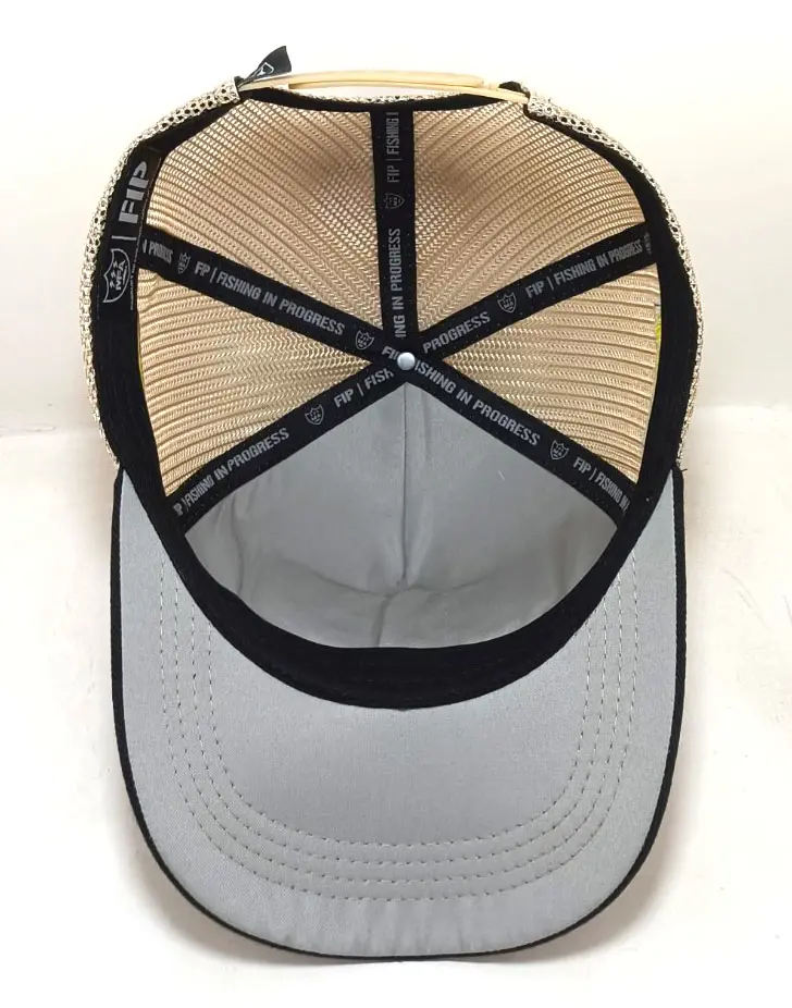 Woven Patch logo 5-Panel Curved Brim High Quality Black Color Medium Profile 65% Cotton and 35% Polyester Fabric Trucker Hat 5