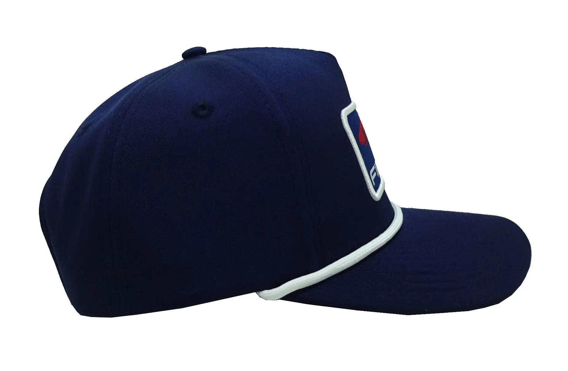 Woven Patch logo 5-Panel Curved Brim High Quality Navy Blue Color Medium Profile 65% Cotton and 35% Polyester Snapback Cap 4
