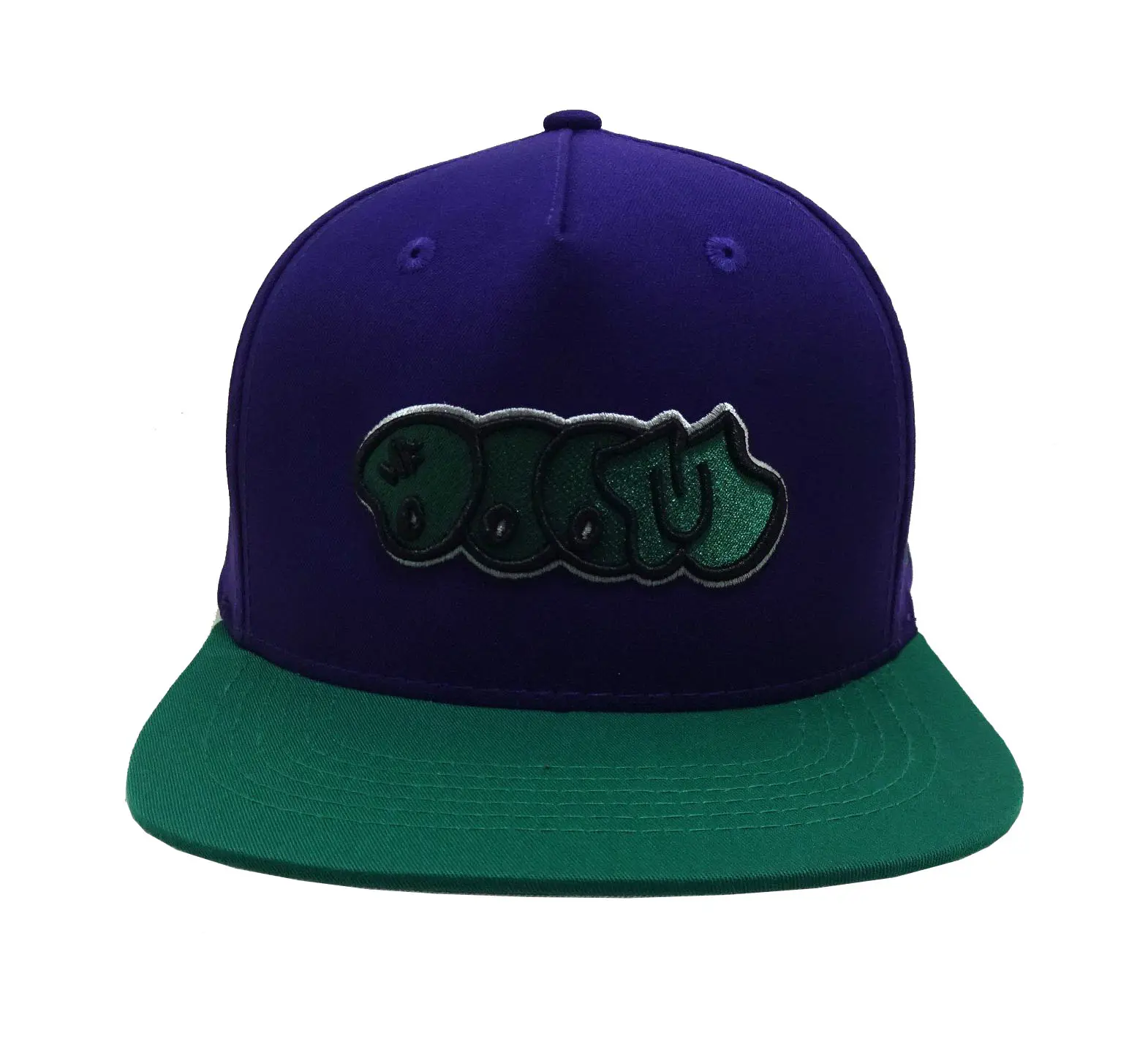 Woven Patch logo 5-Panel Flat Brim High Quality Purple Color High Profile 65% Cotton and 35% Polyester Fabric Snapback Cap 1
