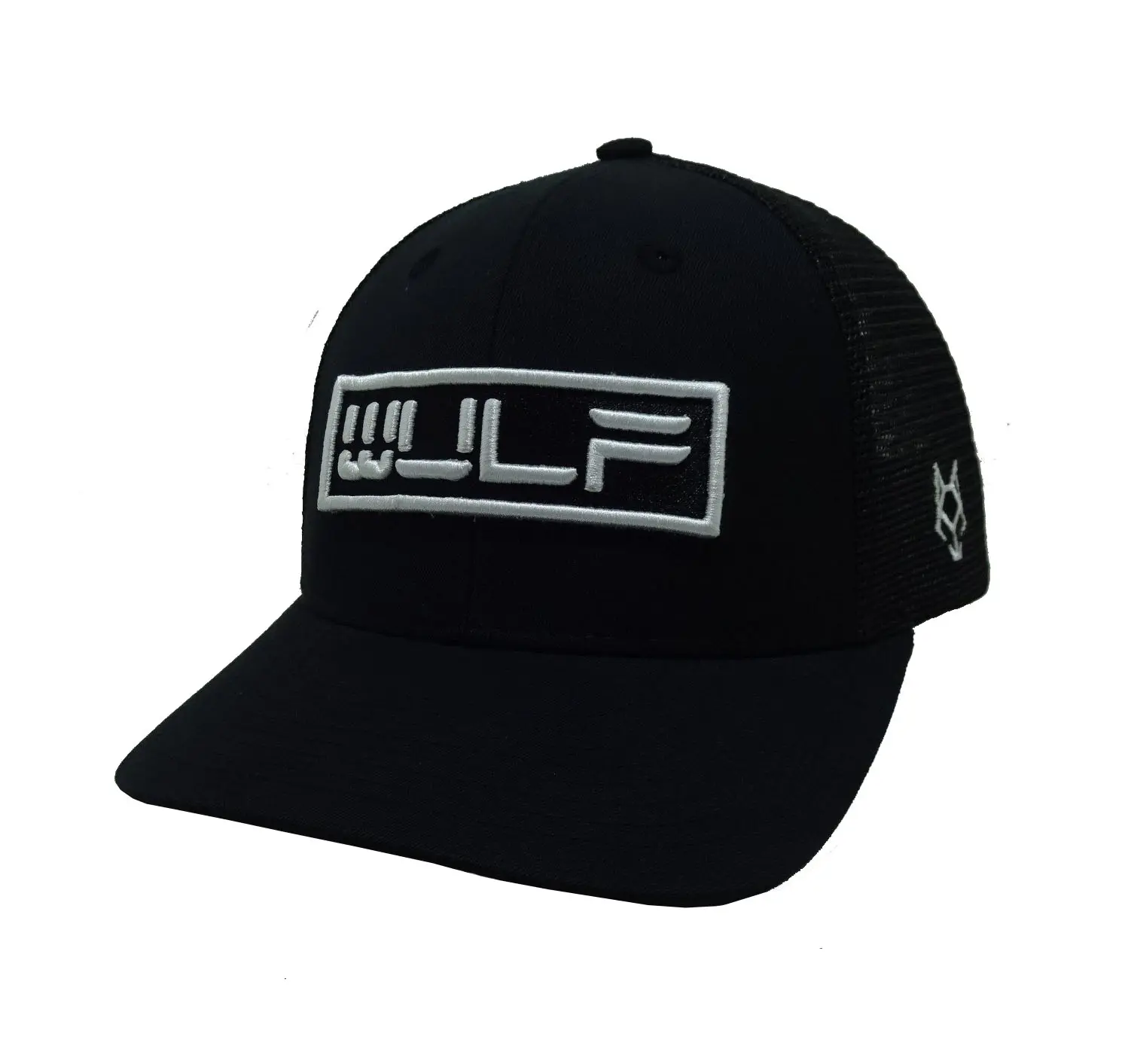 Woven Patch Logo 6-Panel Curved Brim High Quality Black Color Medium Profile Adjustable Cotton and Mesh Fabric Trucker Hat 3