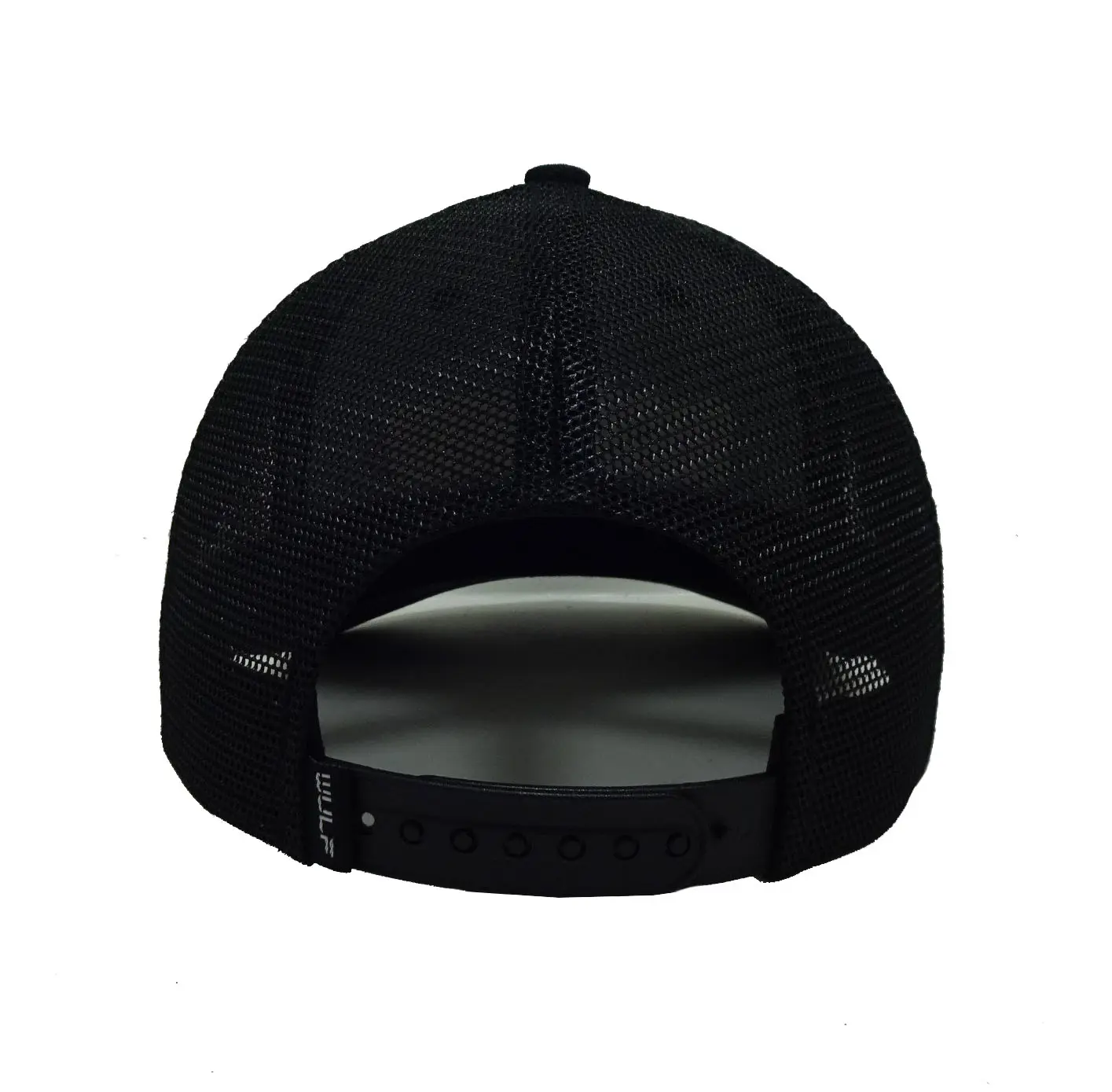 Woven Patch Logo 6-Panel Curved Brim High Quality Black Color Medium Profile Adjustable Cotton and Mesh Fabric Trucker Hat 6