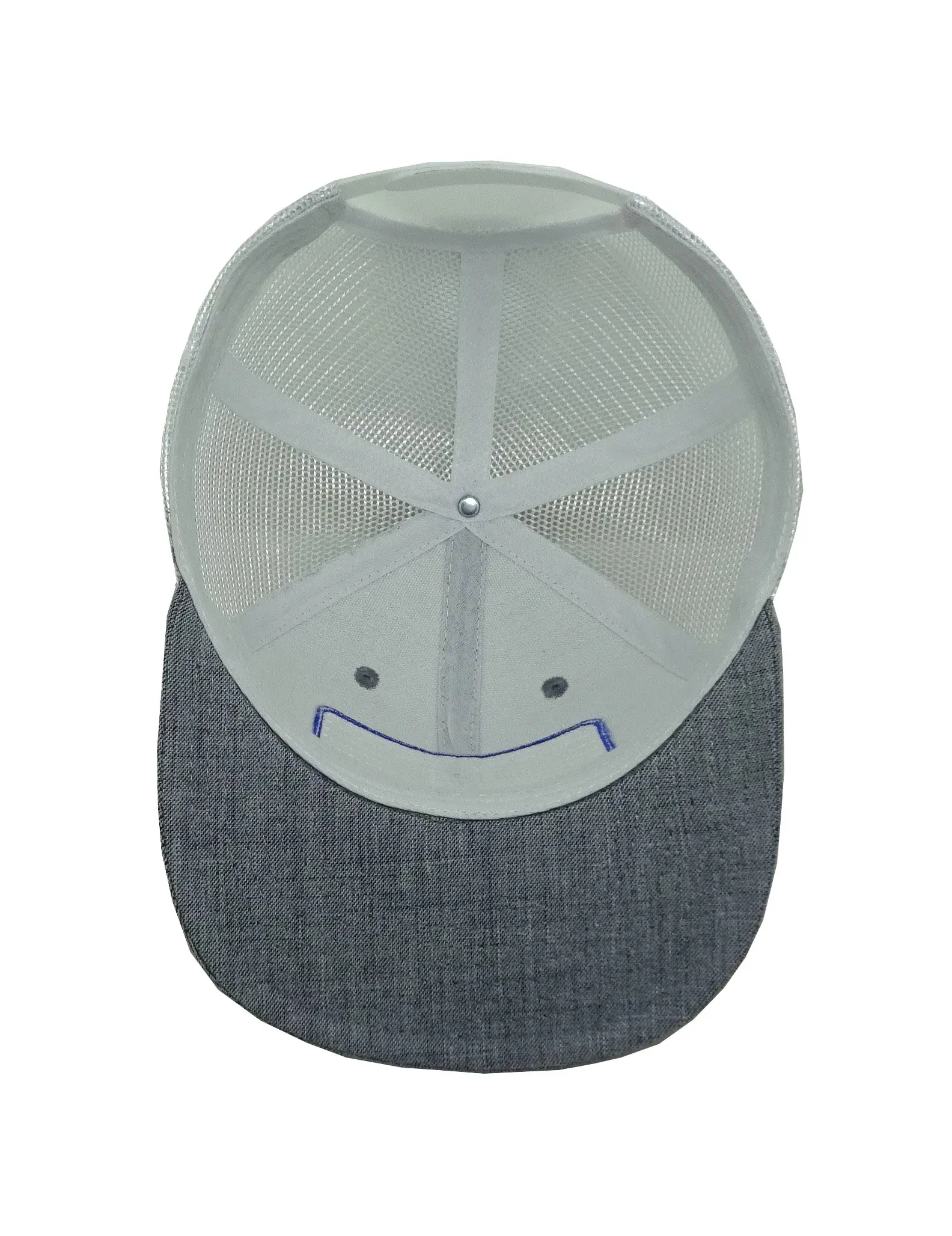 Woven Patch logo 6-Panel Curved Brim High Quality Grey Color Medium Profile Cotton and Mesh Fabric Trucker Hat for Men 4