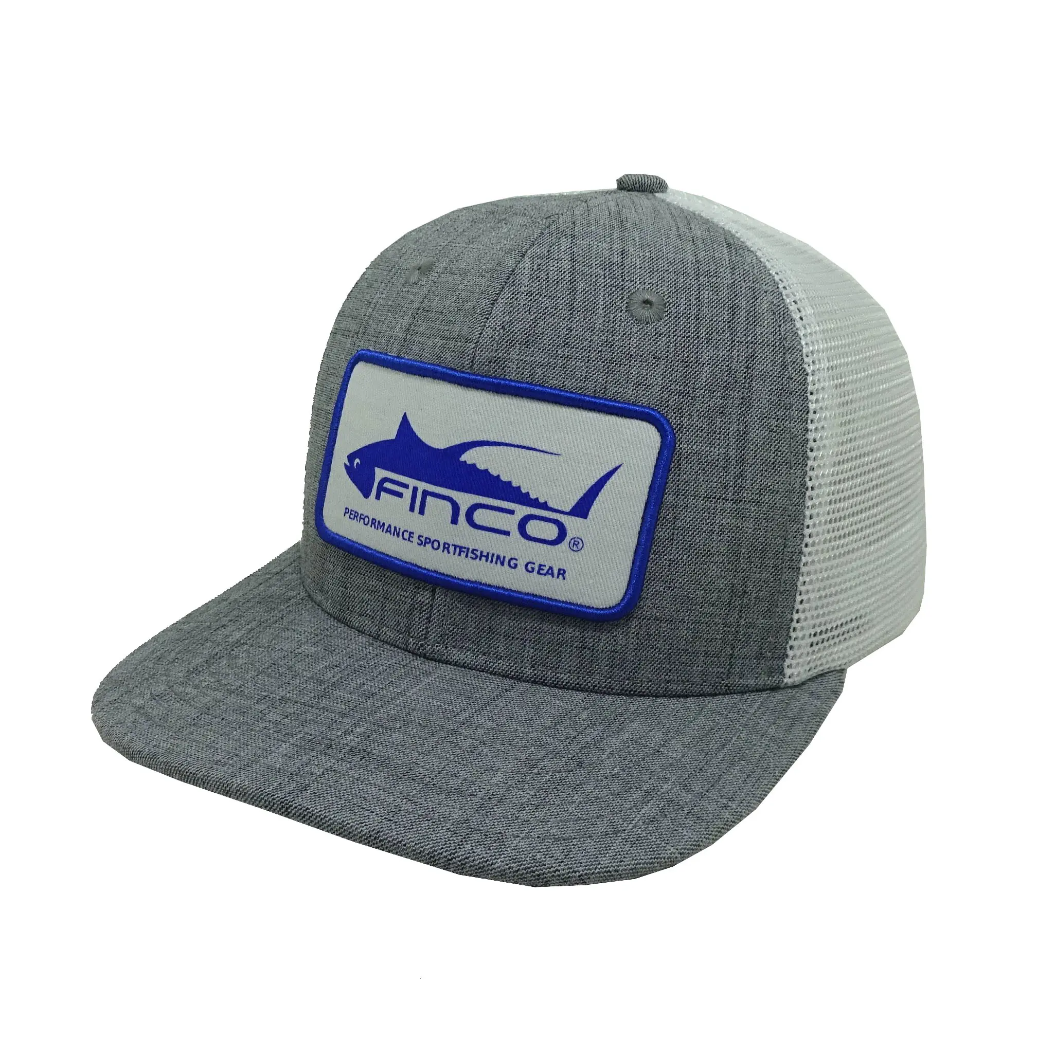 Woven Patch logo 6-Panel Curved Brim High Quality Grey Color Medium Profile Cotton and Mesh Fabric Trucker Hat for Men 2