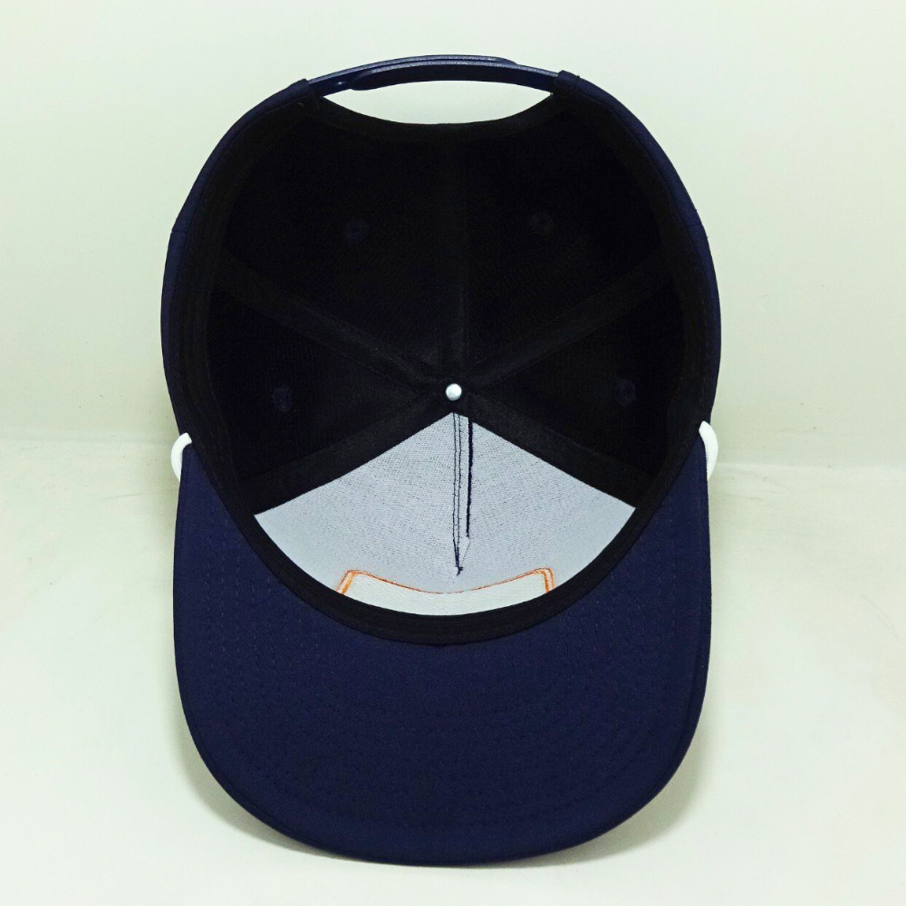 Woven Patch Logo Contrast Rope Hats 5 Panel Soft Structured Slightly Curved Brim Adjustable Snapback Closure Navy Blue/White OEM 5