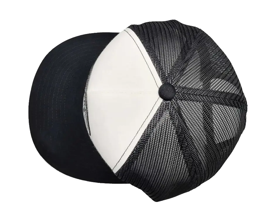 Woven Patch Logo Flat Brim Wholesale Products Trucker Hats 5-Panel High Quality White/Black Color Adjustable Trucker Hat 5