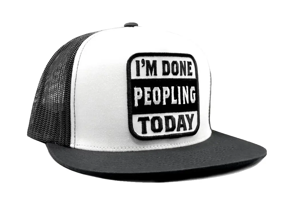 Woven Patch Logo Flat Brim Wholesale Products Trucker Hats 5-Panel High Quality White/Black Color Adjustable Trucker Hat 3