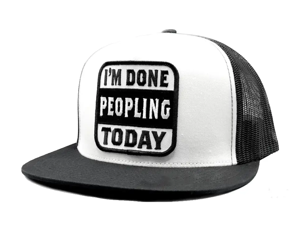 Woven Patch Logo Flat Brim Wholesale Products Trucker Hats 5-Panel High Quality White/Black Color Adjustable Trucker Hat 2