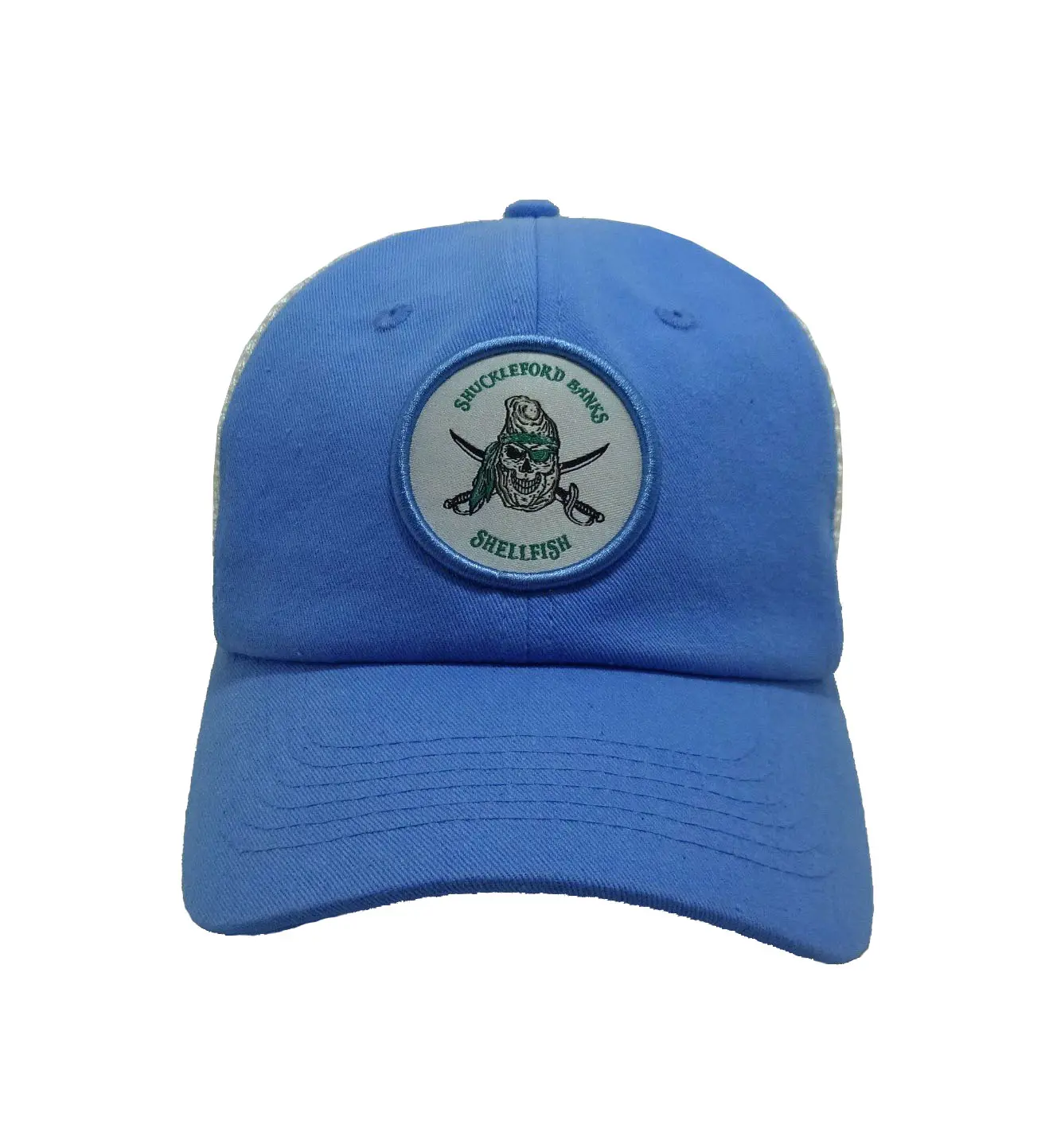 Woven Patch logo Unstructured 6-Panel Curved Brim High Quality Blue Color Low Profile Trucker Hat in Vietnam Factory 1