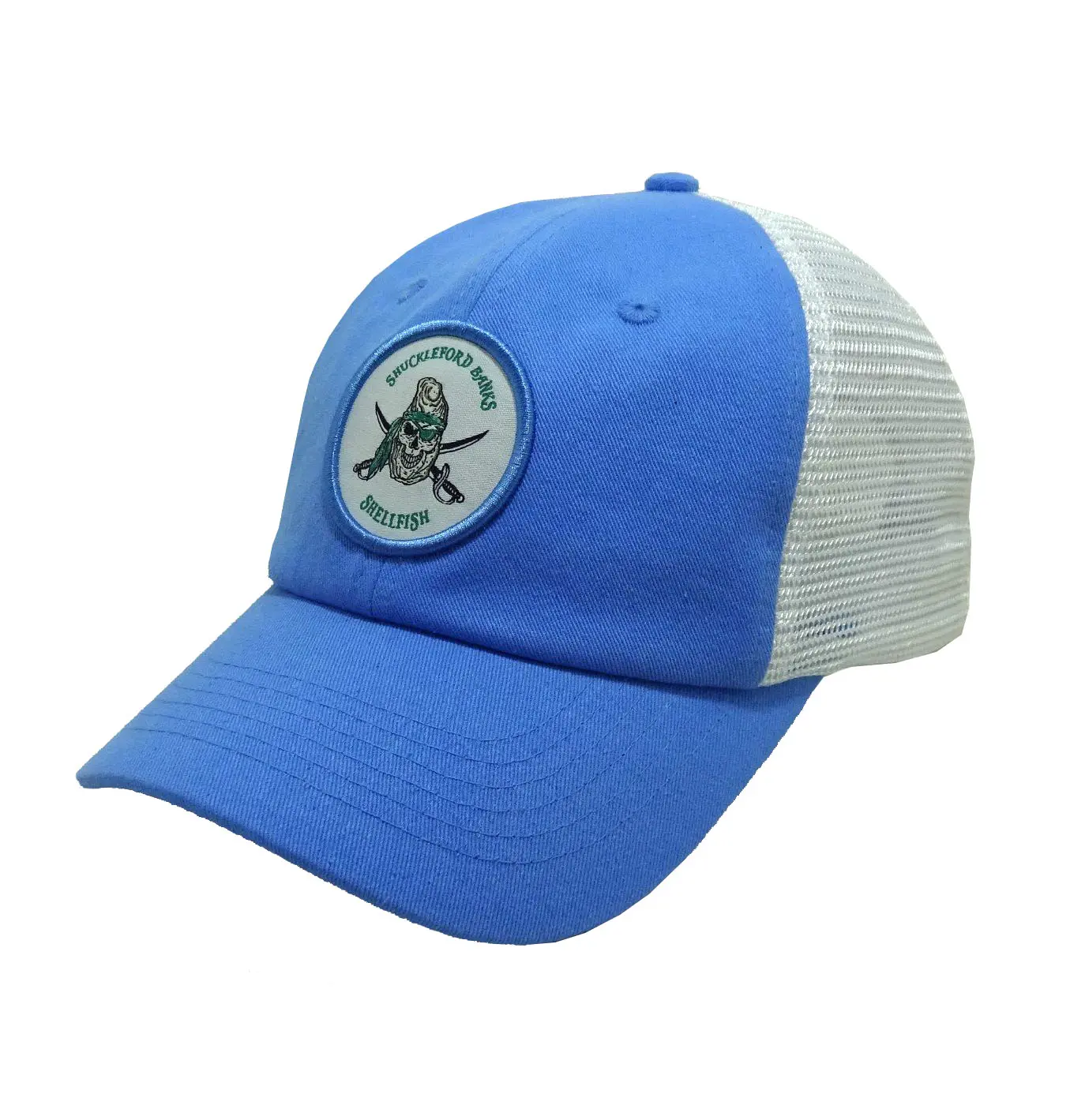 Woven Patch logo Unstructured 6-Panel Curved Brim High Quality Blue Color Low Profile Trucker Hat in Vietnam Factory 2