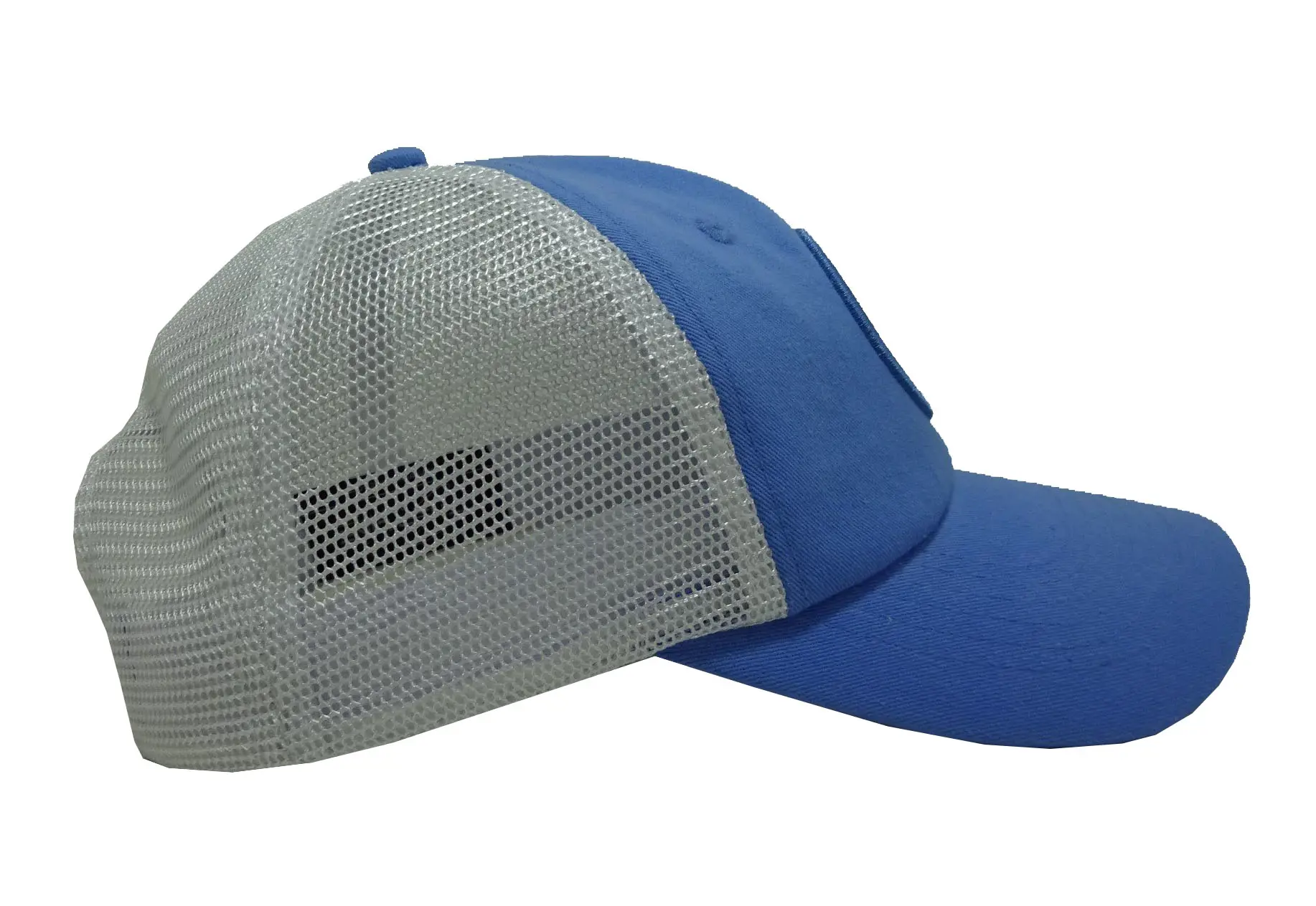 Woven Patch logo Unstructured 6-Panel Curved Brim High Quality Blue Color Low Profile Trucker Hat in Vietnam Factory 3