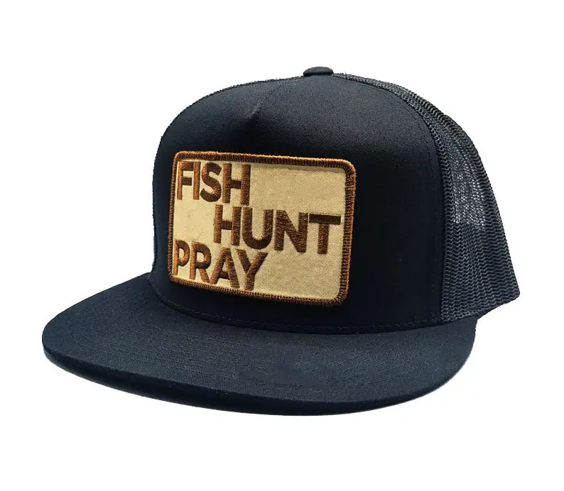 Woven Patch Logo Wholesale Products Trucker Hat 5-Panel Flat Brim High Quality Black Color Medium Profile Sports Cap Trucker Hat 3