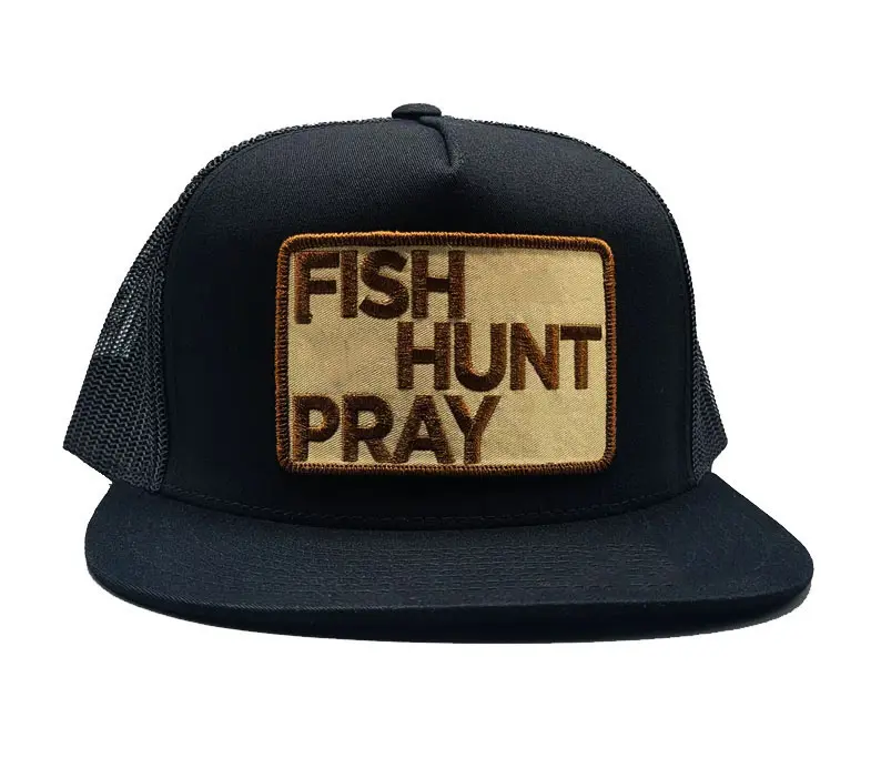 Woven Patch Logo Wholesale Products Trucker Hat 5-Panel Flat Brim High Quality Black Color Medium Profile Sports Cap Trucker Hat 2