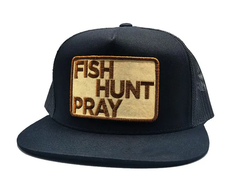 Woven Patch Logo Wholesale Products Trucker Hat 5-Panel Flat Brim High Quality Black Color Medium Profile Sports Cap Trucker Hat 1