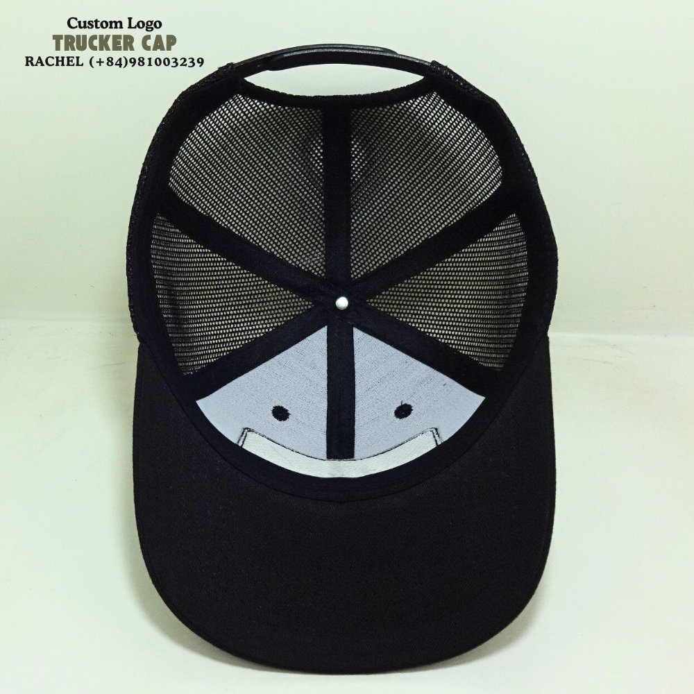 Woven Patches Trucker Hats 6 Panel Structured Gorras Black Breathable Mesh Adjustable Snapback Closure Cap For All Occasions OEM 5