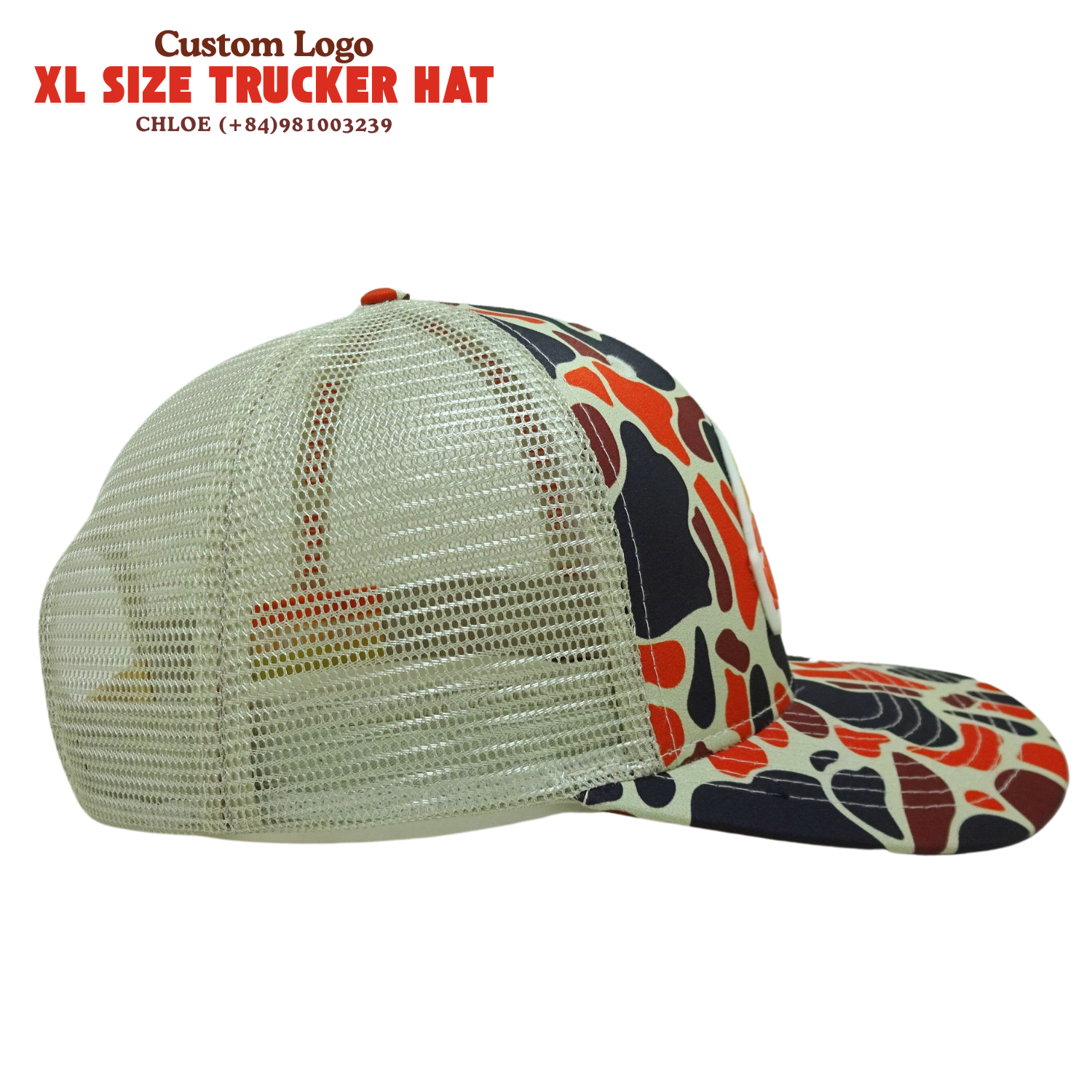 XL Hats for Men Big Head Oversized Hats Camo Yellow White Mesh Trucker Inner Custom Wholesale INJAE VINA Vietnam Factory 4