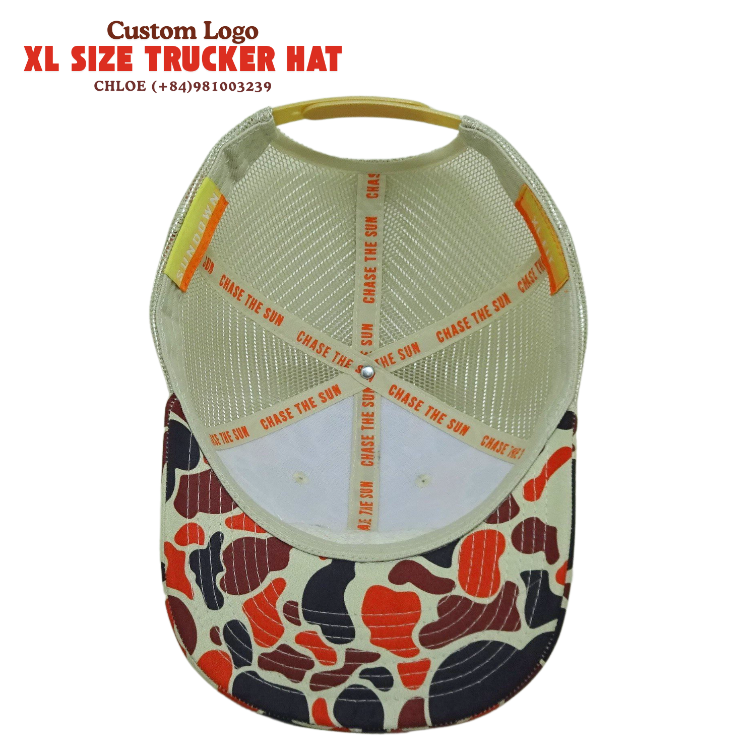 XL Hats for Men Big Head Oversized Hats Camo Yellow White Mesh Trucker Inner Custom Wholesale INJAE VINA Vietnam Factory 5
