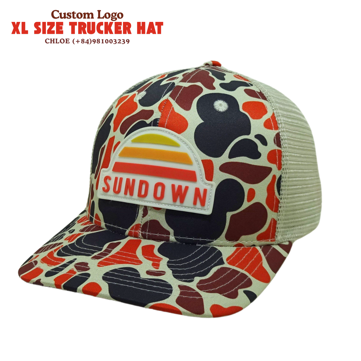 XL Hats for Men Big Head Oversized Hats Camo Yellow White Mesh Trucker Inner Custom Wholesale INJAE VINA Vietnam Factory 2