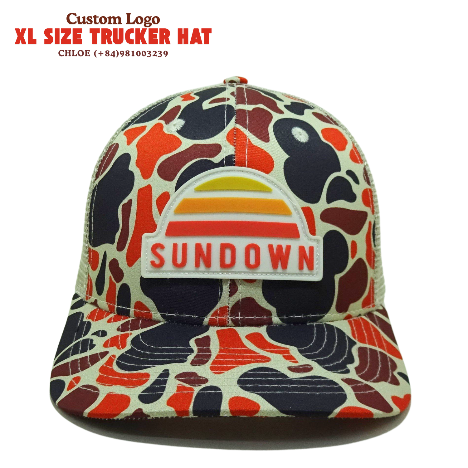 XL Hats for Men Big Head Oversized Hats Camo Yellow White Mesh Trucker Inner Custom Wholesale INJAE VINA Vietnam Factory 1