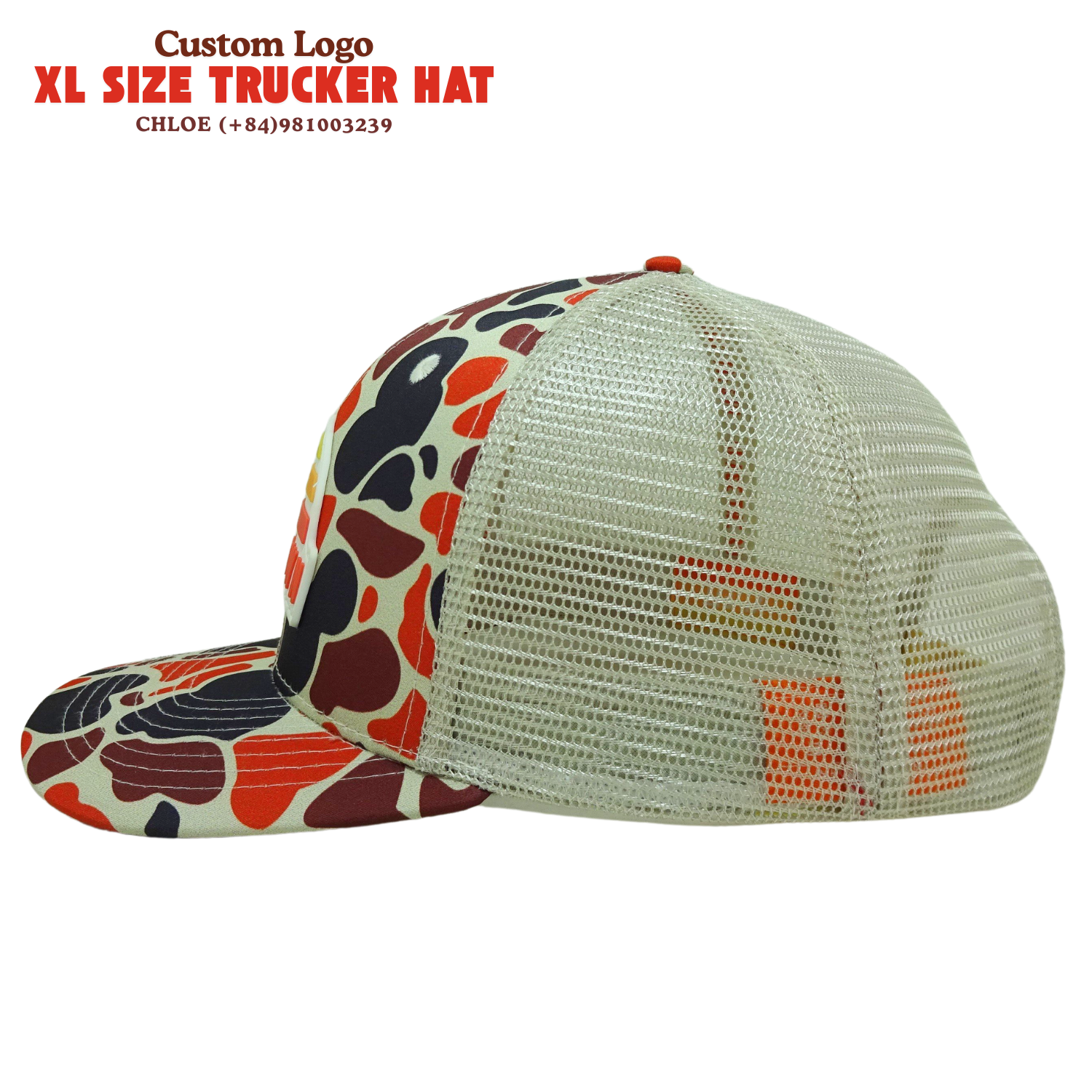 XL Hats for Men Big Head Oversized Hats Camo Yellow White Mesh Trucker Inner Custom Wholesale INJAE VINA Vietnam Factory 3