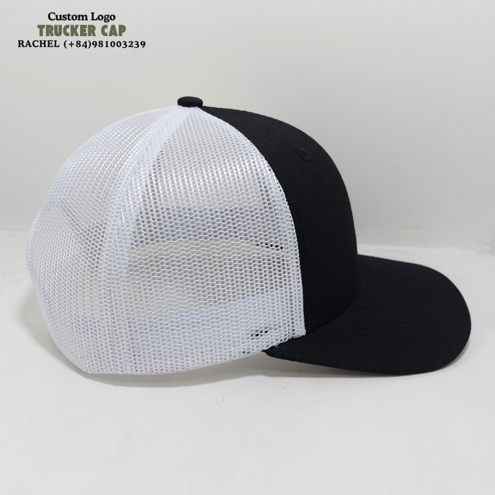 Y 6606 Trucker Hats 6 Panel Gorras Structured Caps Embroidered Logo Black/White Slight Curved Brim Adjustable Snapback Closure 5