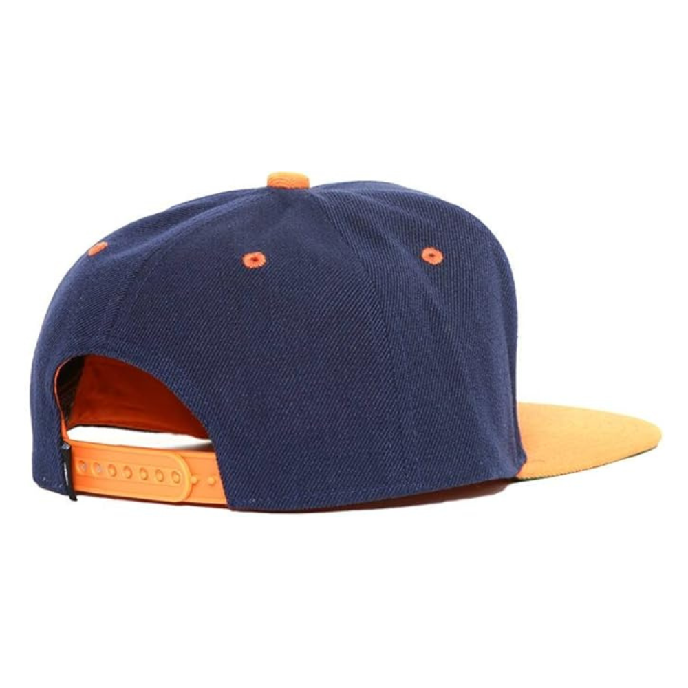 Y Classic Snapback 6 Panel 3D Embroidered Logo Custom Eyelets Orange/Navy Blue Flat Brim Plastic Single Row Closure High Quality 5