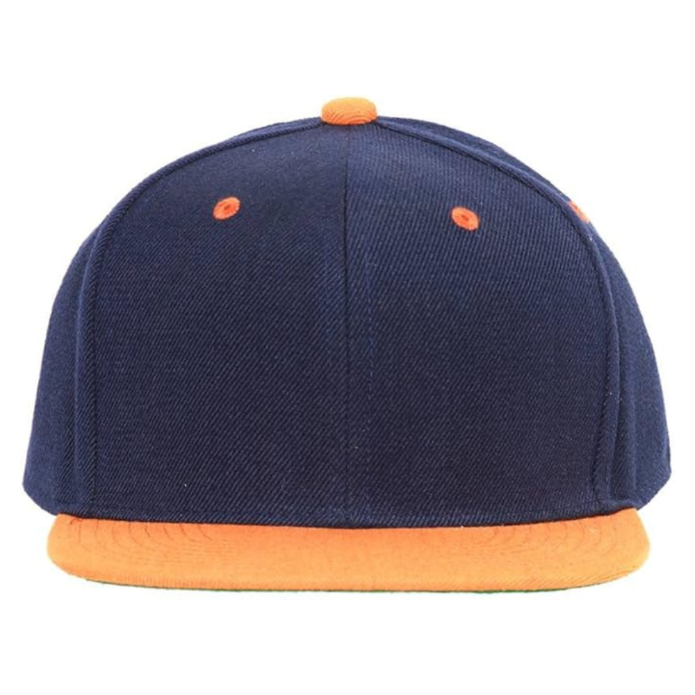 Y Classic Snapback 6 Panel 3D Embroidered Logo Custom Eyelets Orange/Navy Blue Flat Brim Plastic Single Row Closure High Quality 3