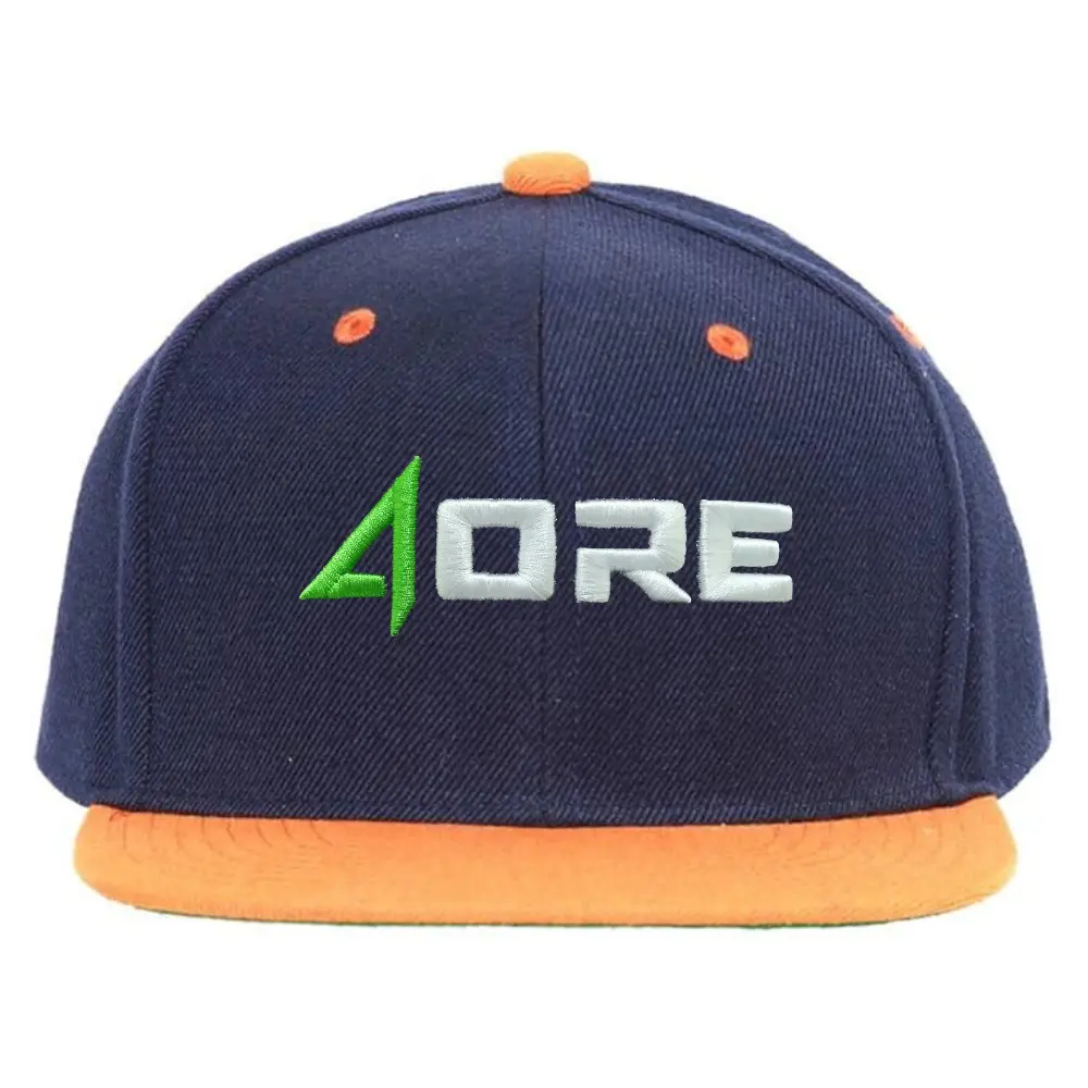 Y Classic Snapback 6 Panel 3D Embroidered Logo Custom Eyelets Orange/Navy Blue Flat Brim Plastic Single Row Closure High Quality 2