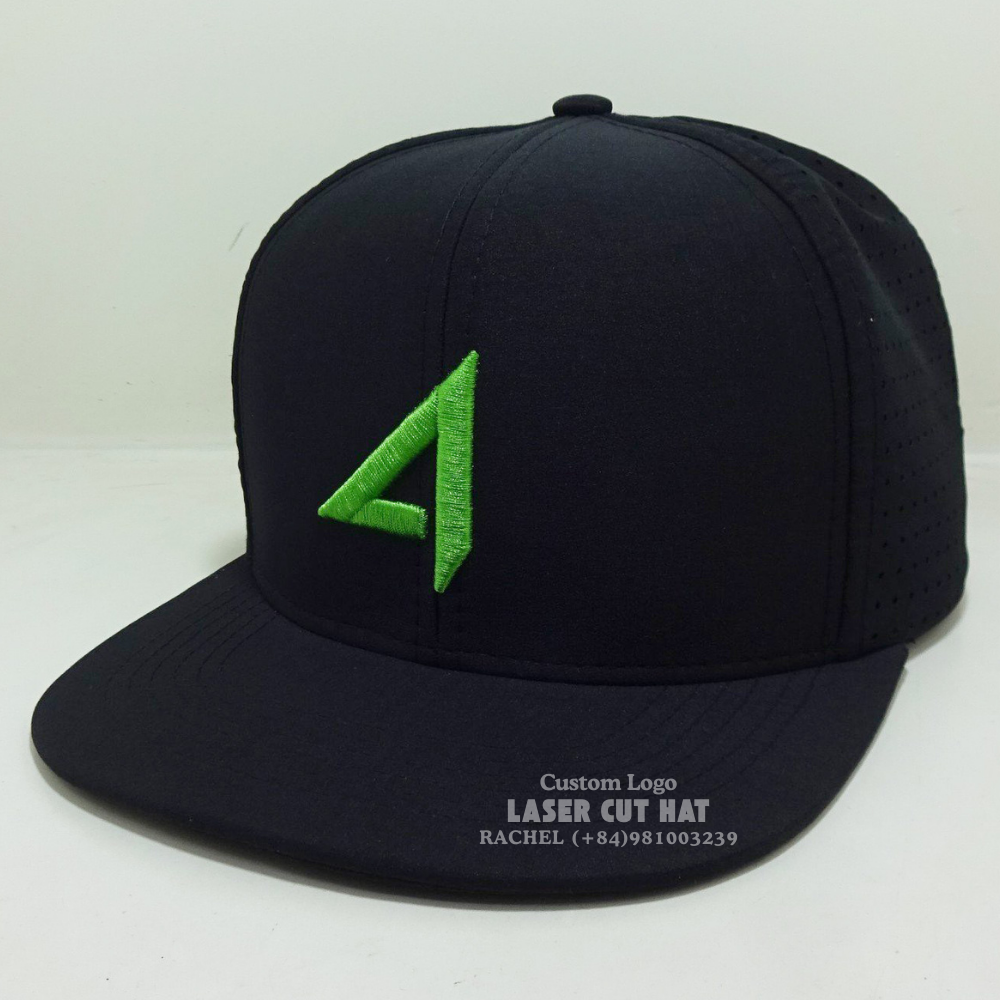 Y Hat Shape 6 Panel Snapback Structured Hats 3D Embroidered Logo High Profile Laser Cut Hole Perforated Adjustable Snapback OEM 1