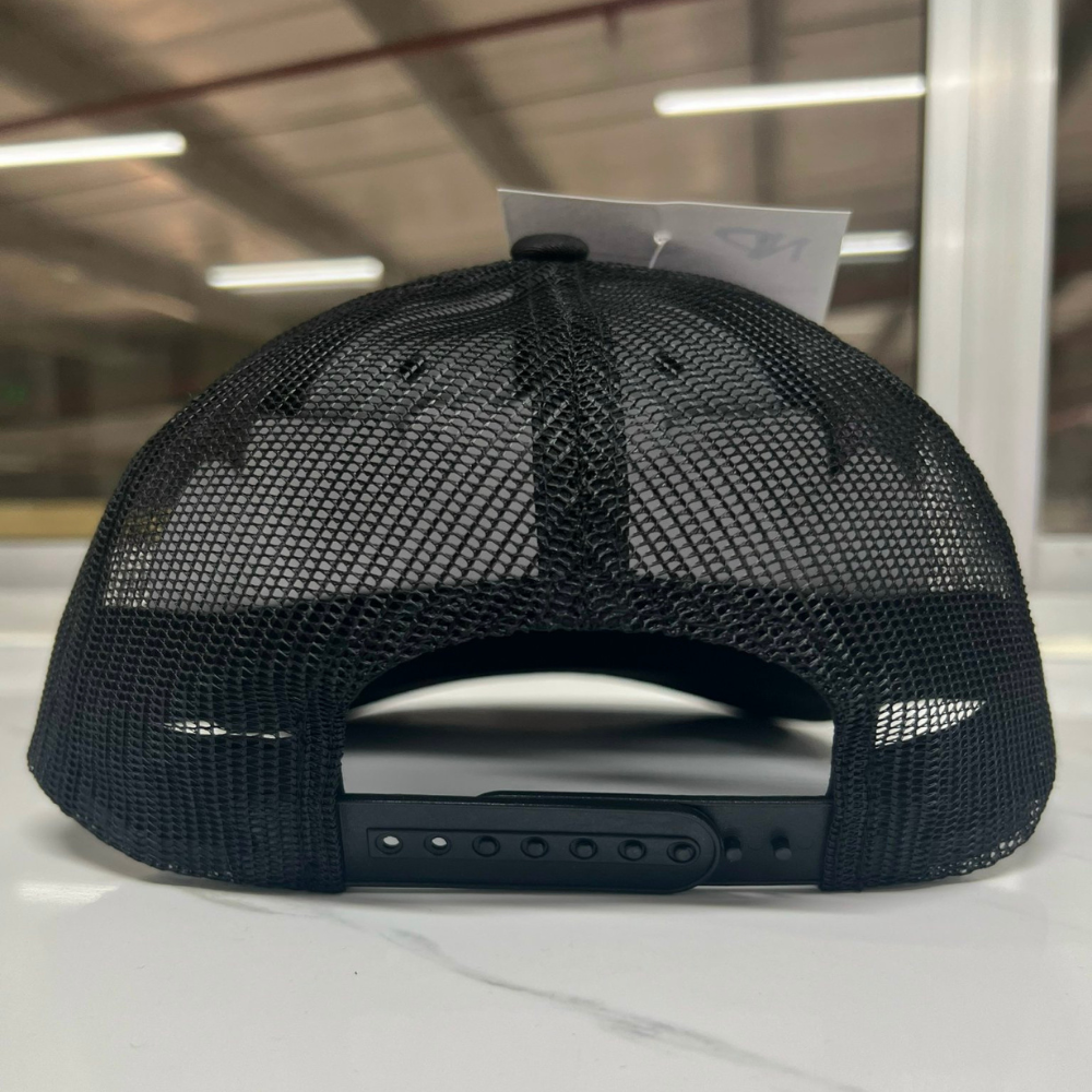 Y Ri 112 3D Custom Embroidery 6 Panel Trucker Black Black Mesh Structured Single Breasted Buckle for Your Brand OEM Factory 7