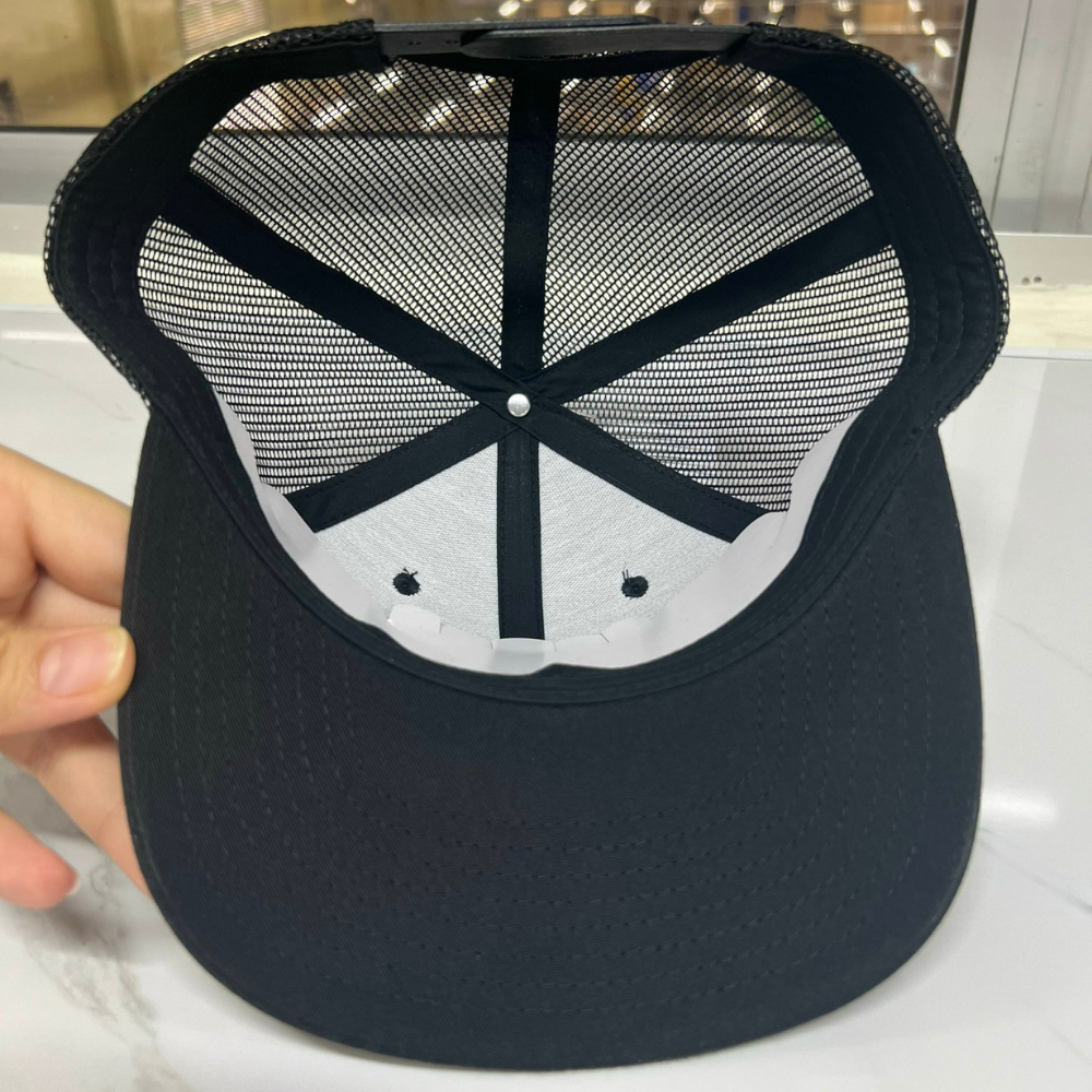 Y Ri 112 3D Custom Embroidery 6 Panel Trucker Black Black Mesh Structured Single Breasted Buckle for Your Brand OEM Factory 5