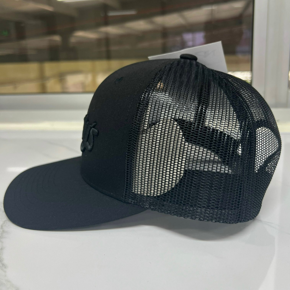 Y Ri 112 3D Custom Embroidery 6 Panel Trucker Black Black Mesh Structured Single Breasted Buckle for Your Brand OEM Factory 4