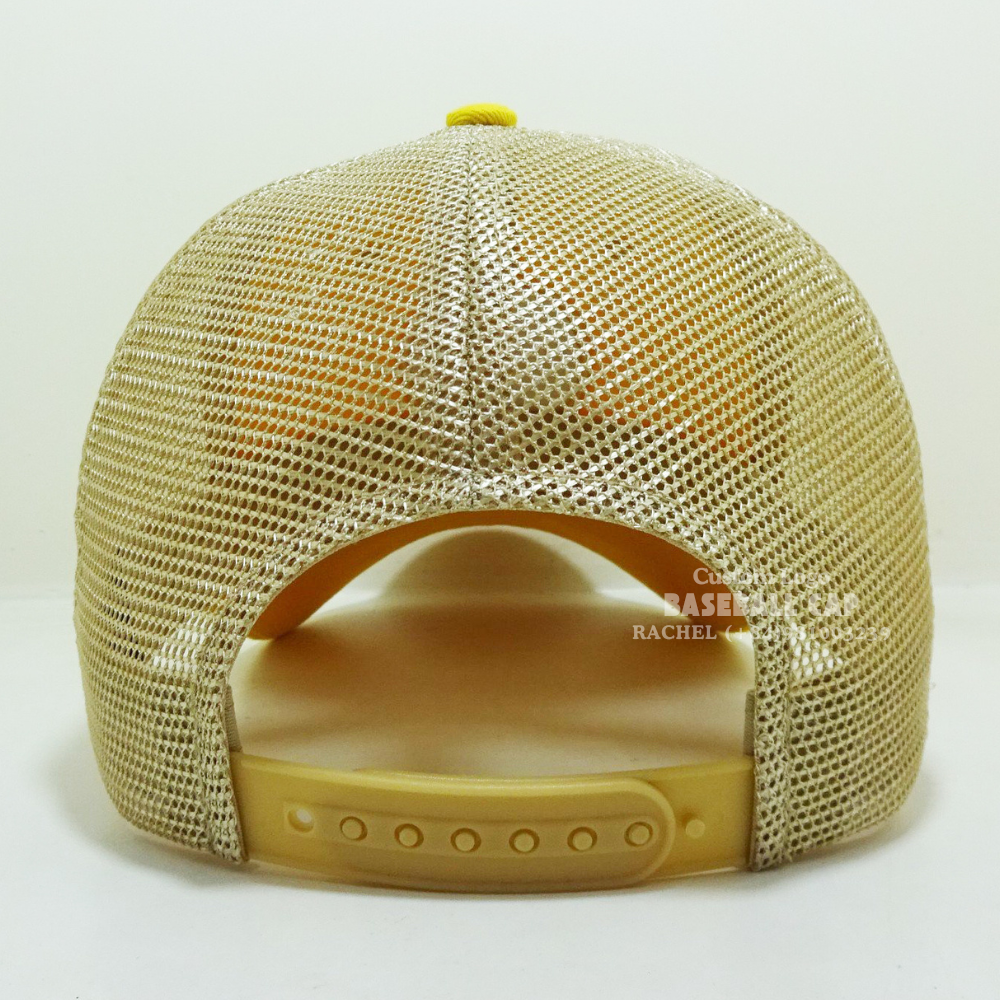 Yellow Baseball Trucker Hats 6 Panel Gorras Structured Caps Woven Patches Label On Sweatband Adjustable Snapback Closure Unisex 6