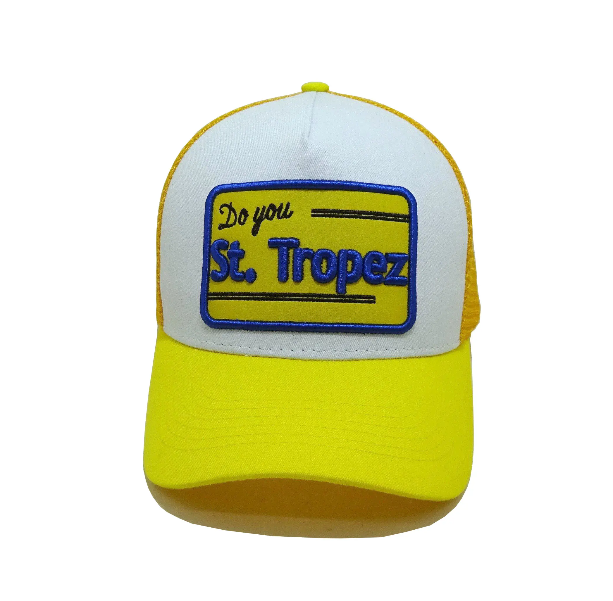 Yellow Trucker Hat With Mesh Big EMbroidery Logo Baseball Hat Sport Style Customized Design Vietnam Brand Hats for Business 2