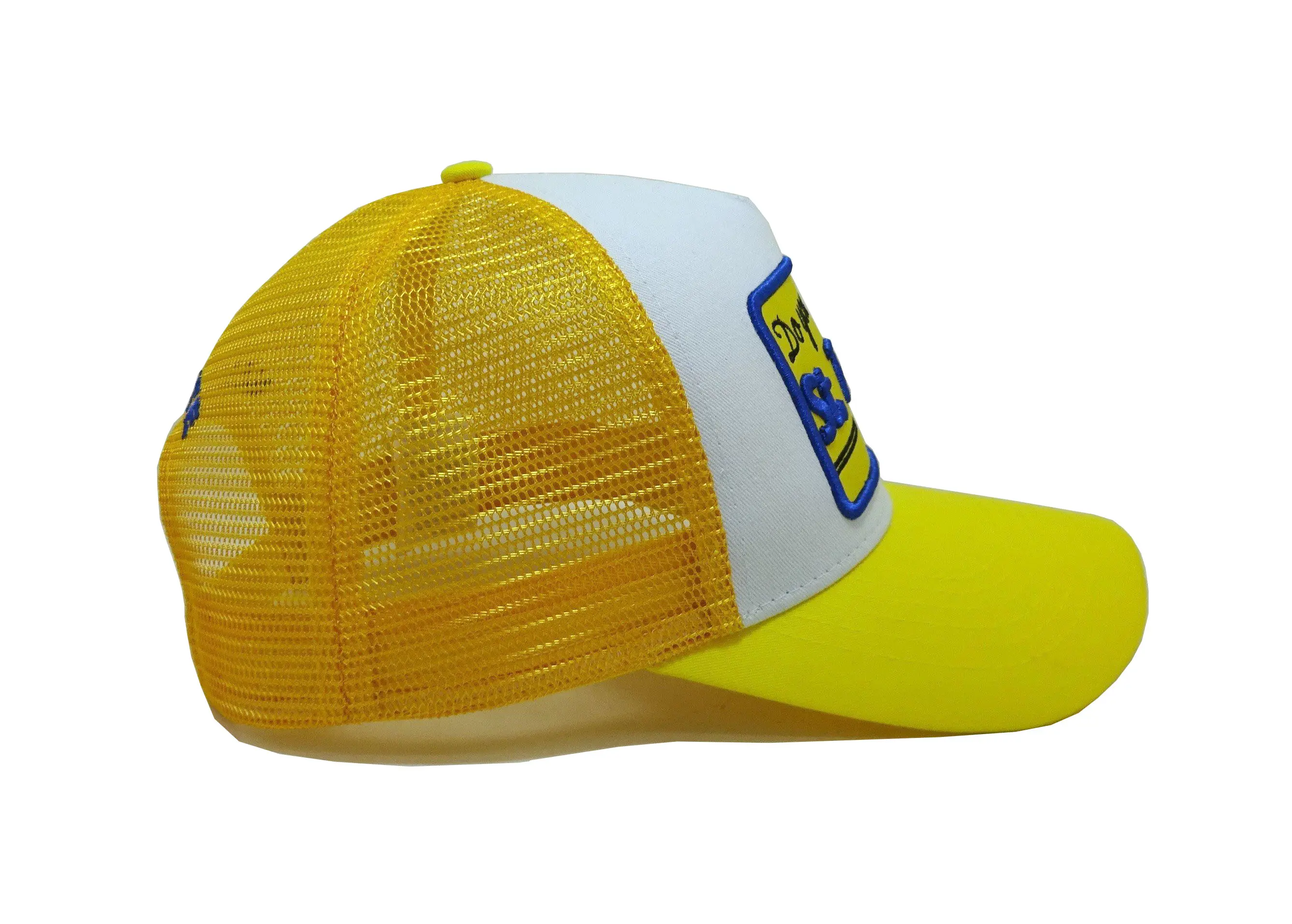 Yellow Trucker Hat With Mesh Big EMbroidery Logo Baseball Hat Sport Style Customized Design Vietnam Brand Hats for Business 5